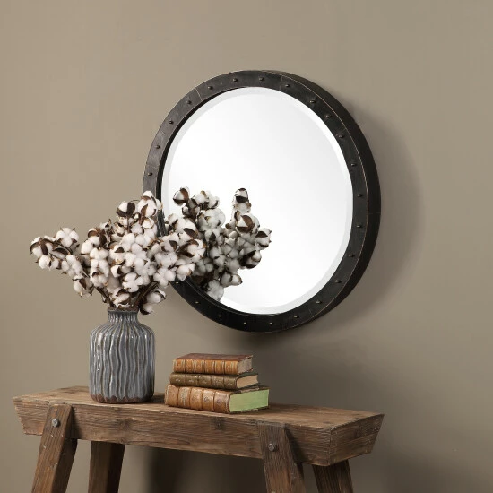 Best reviews of ๐ Uttermost Beldon Dark Bronze Round Industrial Mirror โจ - Image 4
