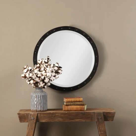 Best reviews of ๐ Uttermost Beldon Dark Bronze Round Industrial Mirror โจ - Image 5