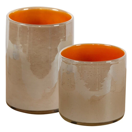 Cheap ๐ Uttermost Tangelo Beige Orange Vases (Set Of 2) ๐ฏ