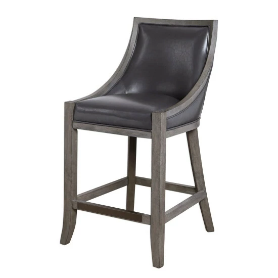 Cheapest ๐งจ Uttermost Elowen Weathered Charcoal Brown Leather Counter Stool ๐ฅ
