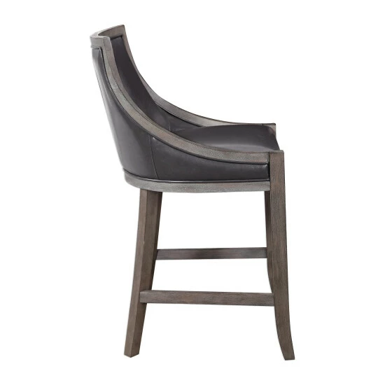 Cheapest ๐งจ Uttermost Elowen Weathered Charcoal Brown Leather Counter Stool ๐ฅ - Image 3