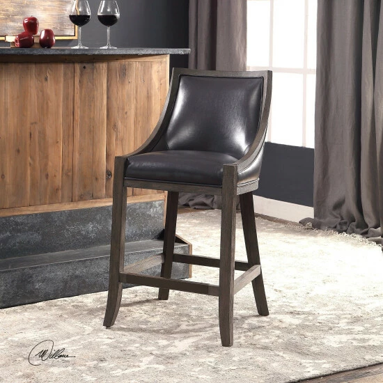 Cheapest ๐งจ Uttermost Elowen Weathered Charcoal Brown Leather Counter Stool ๐ฅ - Image 6