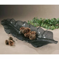 Discount 😉 Uttermost Smoke Grey Leaf-shaped Glass Tray 👏