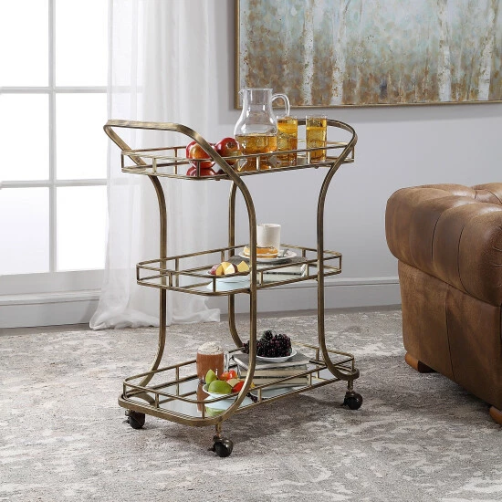 Cheapest ๐ฅฐ Uttermost Stassi Antiqued Gold Serving Cart ๐ - Image 6