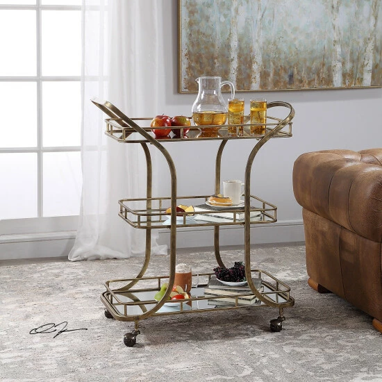 Cheapest ๐ฅฐ Uttermost Stassi Antiqued Gold Serving Cart ๐ - Image 7