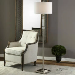 Discount 🔔 Uttermost Volusia Polished Nickel Metal And Crystal Floor Lamp 💯