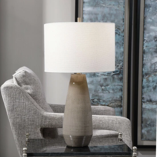 Deals 🥰 Uttermost Volterra Taupe-Grey Table Lamp 🛒 - Image 4