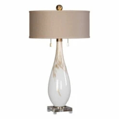 Discount 👍 Uttermost Cardoni White Glass Table Lamp 🥰