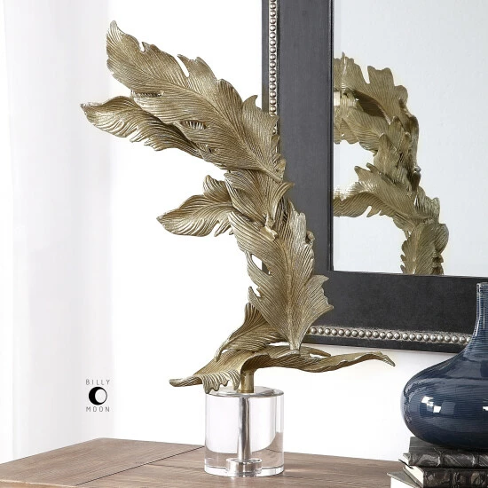 Flash Sale 😉 Uttermost Fall Leaves Antiqued Silver Champagne Sculpture 🥰 - Image 4