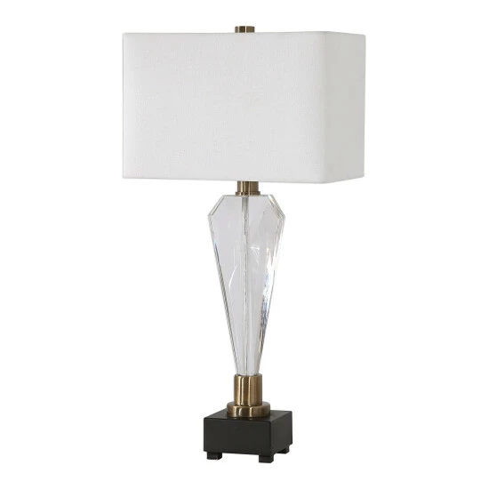 Flash Sale ✔️ Uttermost Cora Antique Brass And Black Geometric Crystal Table Lamp 🌟