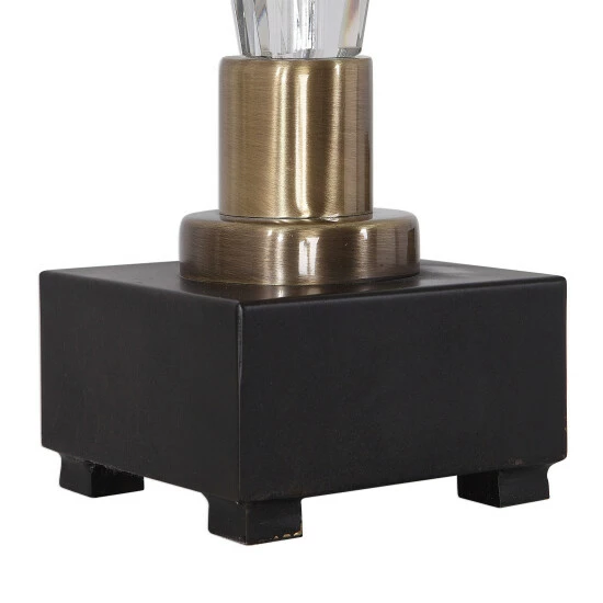 Flash Sale ✔️ Uttermost Cora Antique Brass And Black Geometric Crystal Table Lamp 🌟 - Image 5