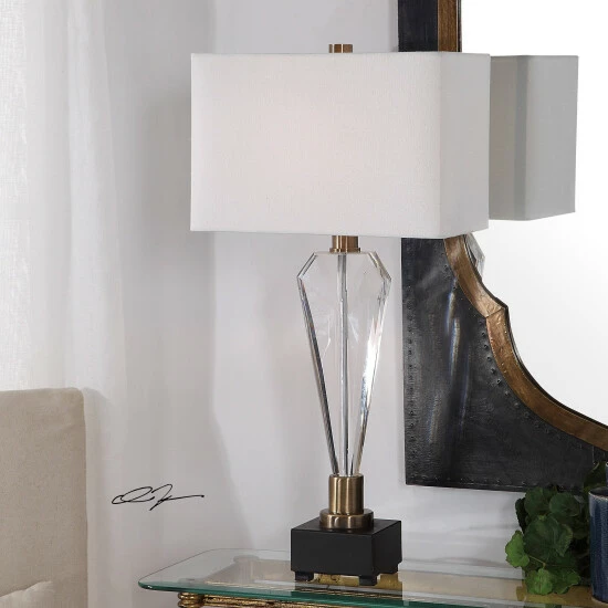 Flash Sale ✔️ Uttermost Cora Antique Brass And Black Geometric Crystal Table Lamp 🌟 - Image 7