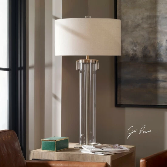 Wholesale 🔥 Uttermost Monette Brushed Nickel Tall Cylinder Table Lamp 🌟 - Image 3