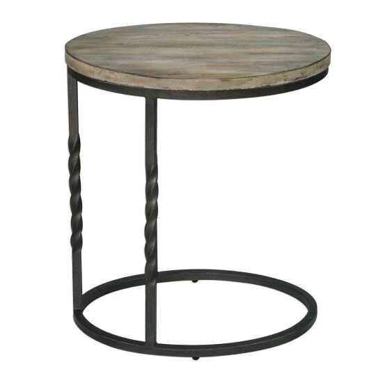 Best Pirce 👏 Uttermost Tauret Cantilever Textured Aged Steel Side Table ✨ - Image 2