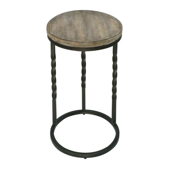 Best Pirce 👏 Uttermost Tauret Cantilever Textured Aged Steel Side Table ✨ - Image 3