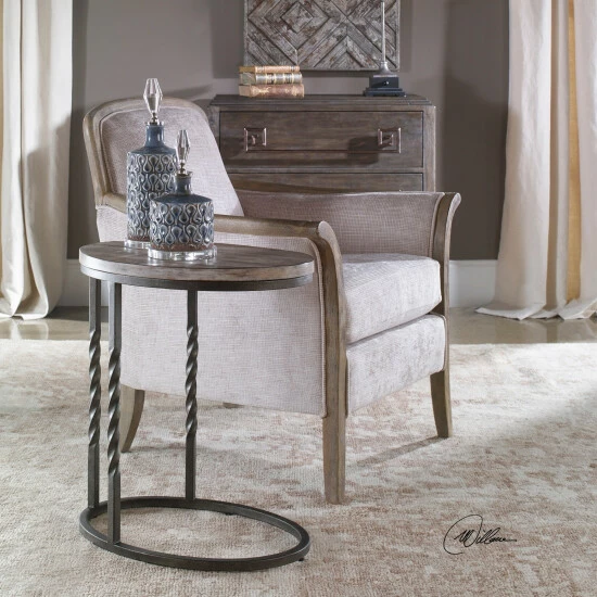 Best Pirce 👏 Uttermost Tauret Cantilever Textured Aged Steel Side Table ✨ - Image 5