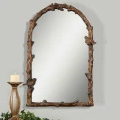 New 🤩 Uttermost Paza Antique Gold Branch Framed Arched Mirror - 25.5x36.75x2.5 🔥