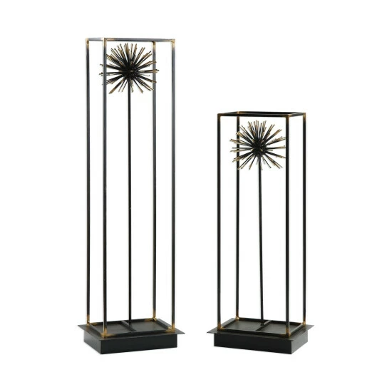 Outlet ๐ฏ Uttermost Flowering Dandelions Aged Black Sculptures (Set Of 2) โจ