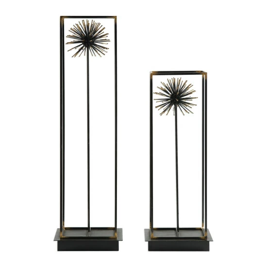 Outlet ๐ฏ Uttermost Flowering Dandelions Aged Black Sculptures (Set Of 2) โจ - Image 2