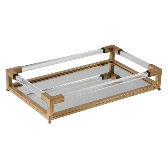 Flash Sale ๐ Uttermost Balkan Glam Antique Gold Leaf Mirrored Tray ๐ฅ - Image 3