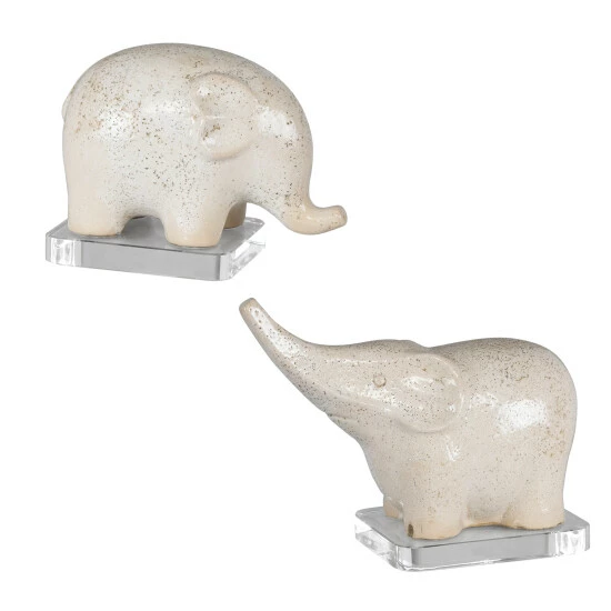Coupon ๐ Uttermost Kyan Ceramic Elephant Sculptures (Set Of 2) - Large: 11x8x5, Small: 8x6x4 ๐