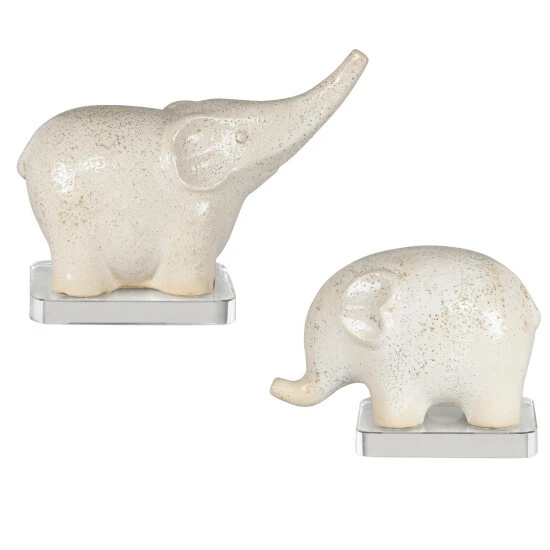 Coupon ๐ Uttermost Kyan Ceramic Elephant Sculptures (Set Of 2) - Large: 11x8x5, Small: 8x6x4 ๐ - Image 2