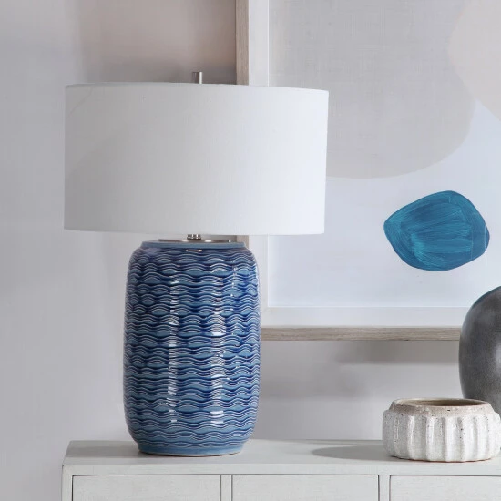 Coupon 🔔 Uttermost Sedna Blue Table Lamp 😍 - Image 5