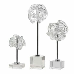 New ✔️ Uttermost Neuron Glass Table Top Sculptures (Set Of 3) 🔥