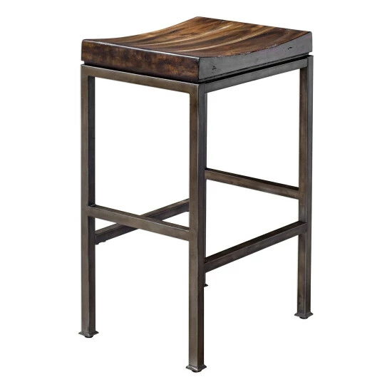 Coupon 💯 Uttermost Beck Dark Walnut Industrial Bar Stool ⭐