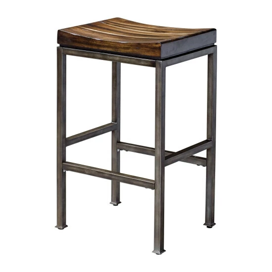 Coupon 💯 Uttermost Beck Dark Walnut Industrial Bar Stool ⭐ - Image 2