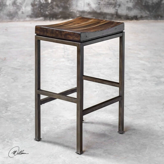 Coupon 💯 Uttermost Beck Dark Walnut Industrial Bar Stool ⭐ - Image 5