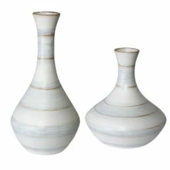 New ❤️ Uttermost Potter Fluted Striped Vases (Set Of 2) 😍
