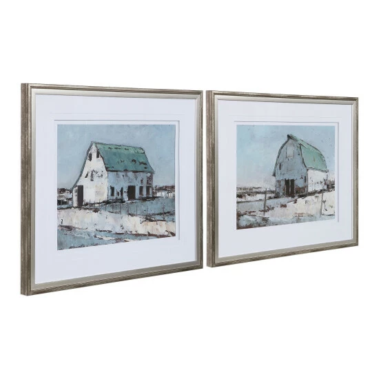 Promo ๐ Uttermost Plein Air Barns Framed Prints (Set Of 2) - Blue โจ