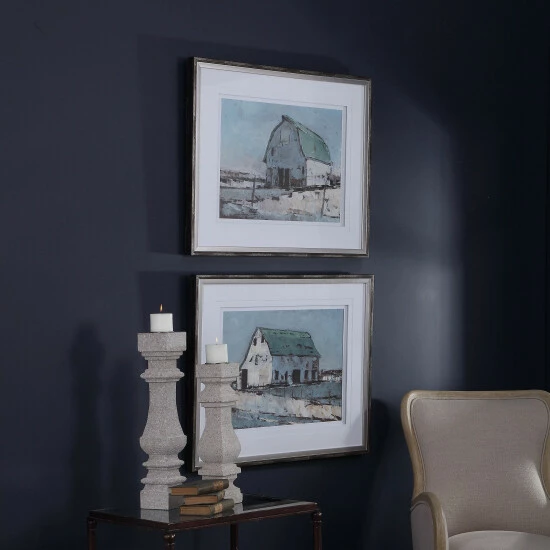 Promo ๐ Uttermost Plein Air Barns Framed Prints (Set Of 2) - Blue โจ - Image 4