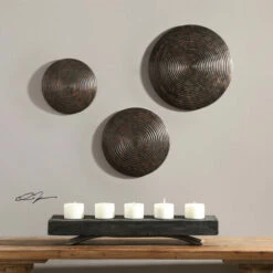 Discount ๐ Uttermost Hanneli Ribbed Bronze Circles Wall Decor (Set Of 3) โ๏ธ