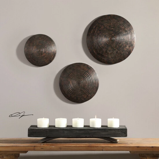 Discount ๐ Uttermost Hanneli Ribbed Bronze Circles Wall Decor (Set Of 3) โ๏ธ