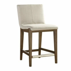 Promo 🛒 Uttermost Klemens Light Walnut And Neutral Linen Counter Stool 😀