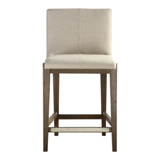 Promo ๐ Uttermost Klemens Light Walnut And Neutral Linen Counter Stool ๐ - Image 2
