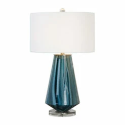 Buy 😉 Uttermost Pescara Teal-Gray Glass Lamp ⌛