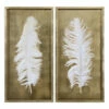 Best Pirce ⌛ Uttermost White Feathers Gold Shadow Box (Set Of 2) 🎉