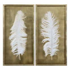 Best Pirce โ Uttermost White Feathers Gold Shadow Box (Set Of 2) ๐