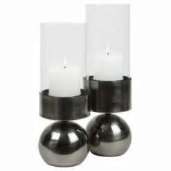 Buy ๐ Uttermost Tilston Gunmetal Candleholders, Set/2 - 4.75"x4.75"x15.5" ๐