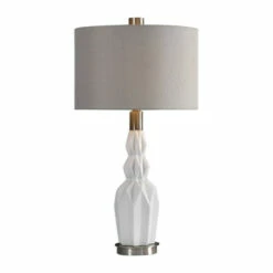 Hot Sale 😍 Uttermost Cabret Gloss White 1-light Table Lamp 😀