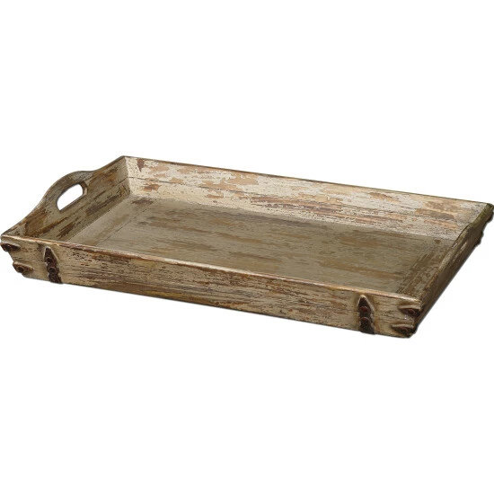 Brand new ๐ Uttermost Abila Distressed Cream Wooden Tray ๐