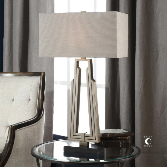 Hot Sale ๐งจ Uttermost Alvar Antiqued Nickel Plated 1-light Table Lamp ๐ - Image 2