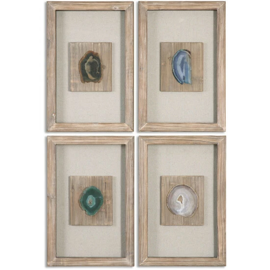 Discount ๐ Uttermost Agate Stone Wall Art (Set Of 4) โญ