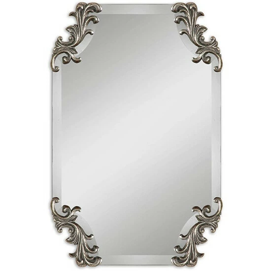 Best Pirce โจ Uttermost Andretta Rococo Burnished Antique Silver Frameless Mirror - Antique Silver - 19.25x29.25x1.25 โจ