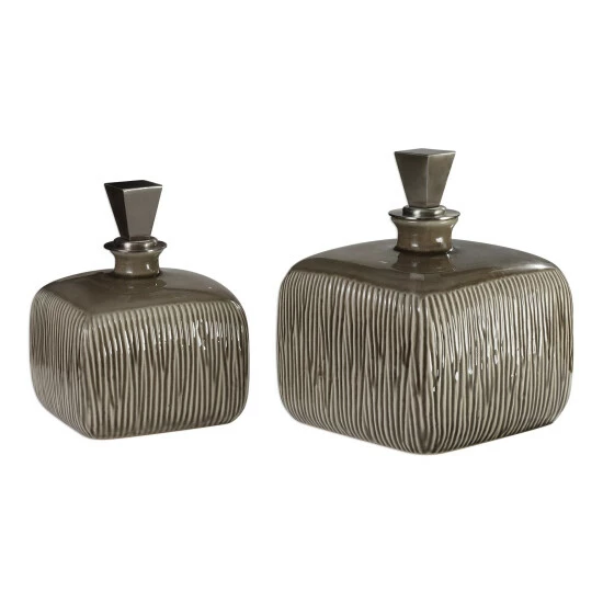 Coupon 🎉 Uttermost Cayson Umber Brown Glaze Bottles (Set Of 2) 💯