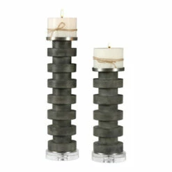 Best Sale 🧨 Uttermost Karun Charcoal Stained Candleholders (Set Of 2) ⌛