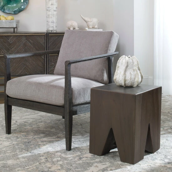 Deals โจ Uttermost Armin Satin Grey Solid Wood Accent Stool โ - Image 4